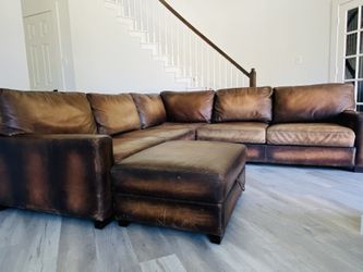 Pottery barn turner leather sectional deals