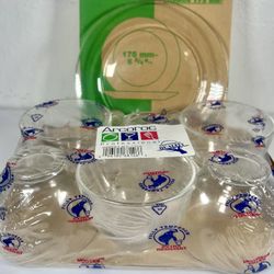 Arcoroc Glass Coffee Cup & Saucer Set of 6 NEW Sealed 7.25 oz Clear