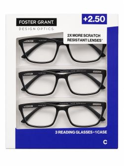 New Foster Grant +2.50 Readers 3 Pack
