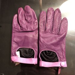 Purple Leather Driving Gloves Size Small