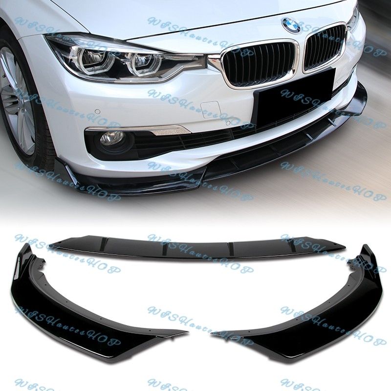 For 2016-2019 BMW 3-Series F30 F35 Painted Black Front Bumper Body Kit Lip 3PCS -(2-PU-691-PBK