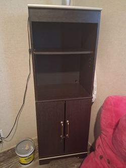 Dark Brown Wood Storage Cabinet with Shelves