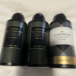 Bath And Body Works Men’s Retired Body Sprays Gingham Smoked Old Fashioned 