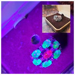 Vintage uranium glass floral on Sterling ring