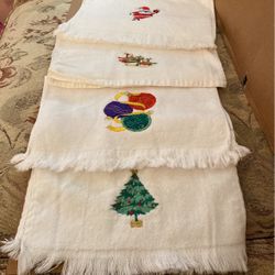 4 Christmas  Hand Towels