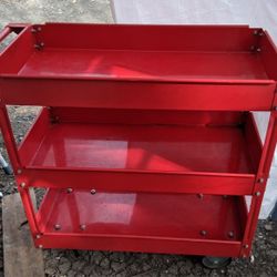 Red 3 Shelf Utility Cart 