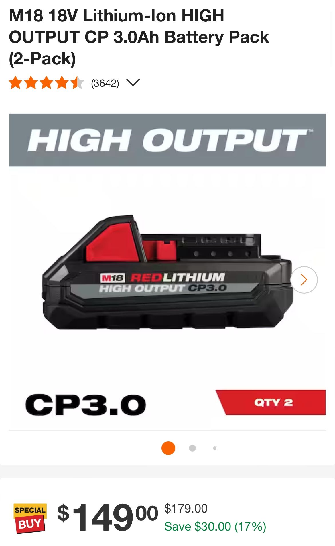 Milwaukee M18 CP3.0 High Output.