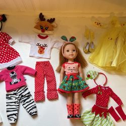 American Girl Doll Wellie Wisher with 7 Outfits 
