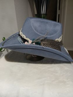 Denim Blue Bling trim cowboy hat