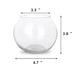 Set of 6 Clear Glass Vases, 4.7” W x 3.7” H,  Candle Holders, Bubble Bowl, Flower Vases, Decorative Centerpieces