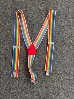 Rainbow Striped Elastic Suspenders
