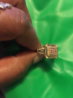 Champagne & chocolate & pink diamond 3/4 ct ring size 7 1/2 14k yellow gold $500
