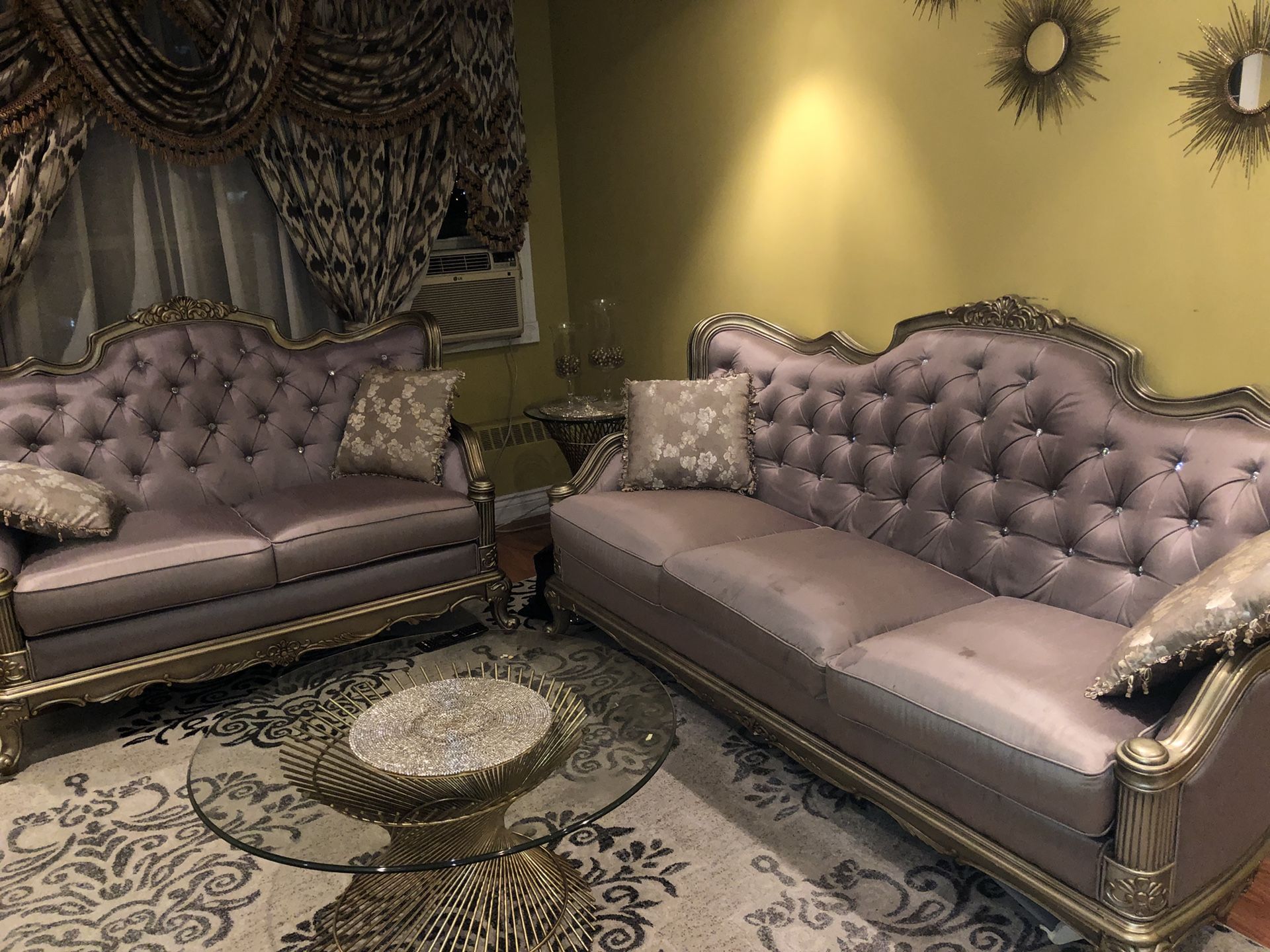 Sofas grey studded diamonds