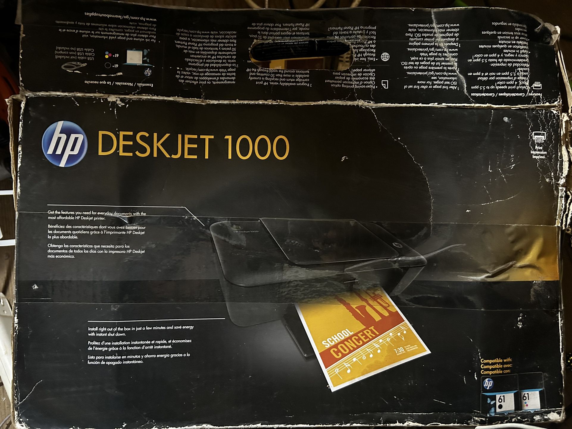 HP Deskjet 1000 - Printer - Color - ink-jet - A4 - 600 dpi - Up to 16 ppm (Mono) / Up to 12 ppm (Color) - Capacity: 60 Sheets - USB CH340B