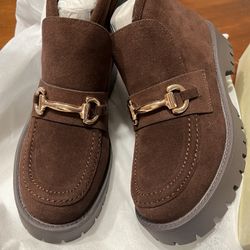 New Brown Suede Boots Size 6.5