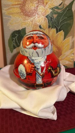 Vintage Santa Claus Tin Container