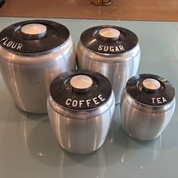 Vintage Kromex Spun Aluminum Kitchen Canister Set