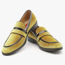 Men’s Gold Velvet Loafers Size 12