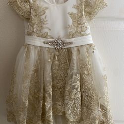 White/Gold Toddler dress