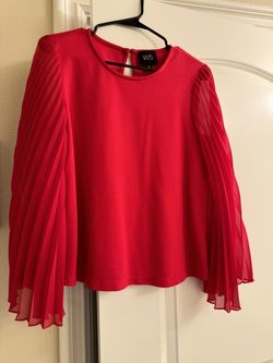 Red Top with  pleated bell sleeves, Brand new. Size S