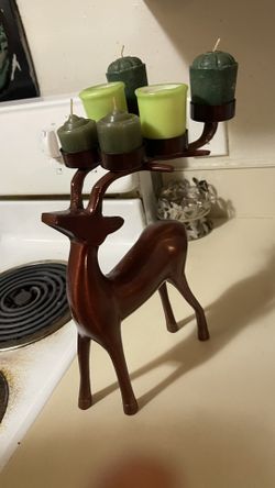 bronze deer candle holder