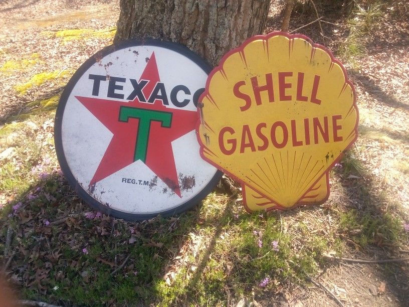 LargeShell Gasolines Metal Sign or Texaco Metal Sign