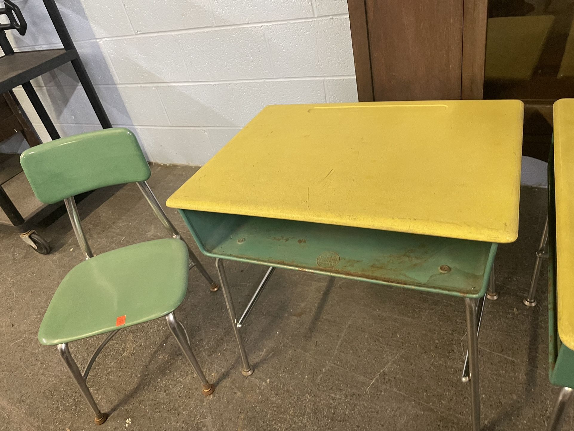 vtg kids metal school desk