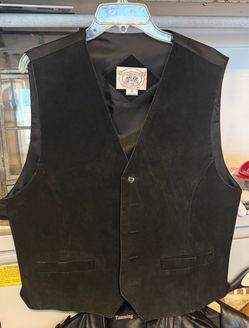 John Ashford Sport Black Leather Vest Medium