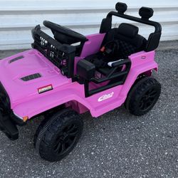 Pink 6V Electric Battery Powered Kid’s Car Jeep with Parental Remote Control! Only works in Forward, No Reverse. Includes charger, brand new battery  