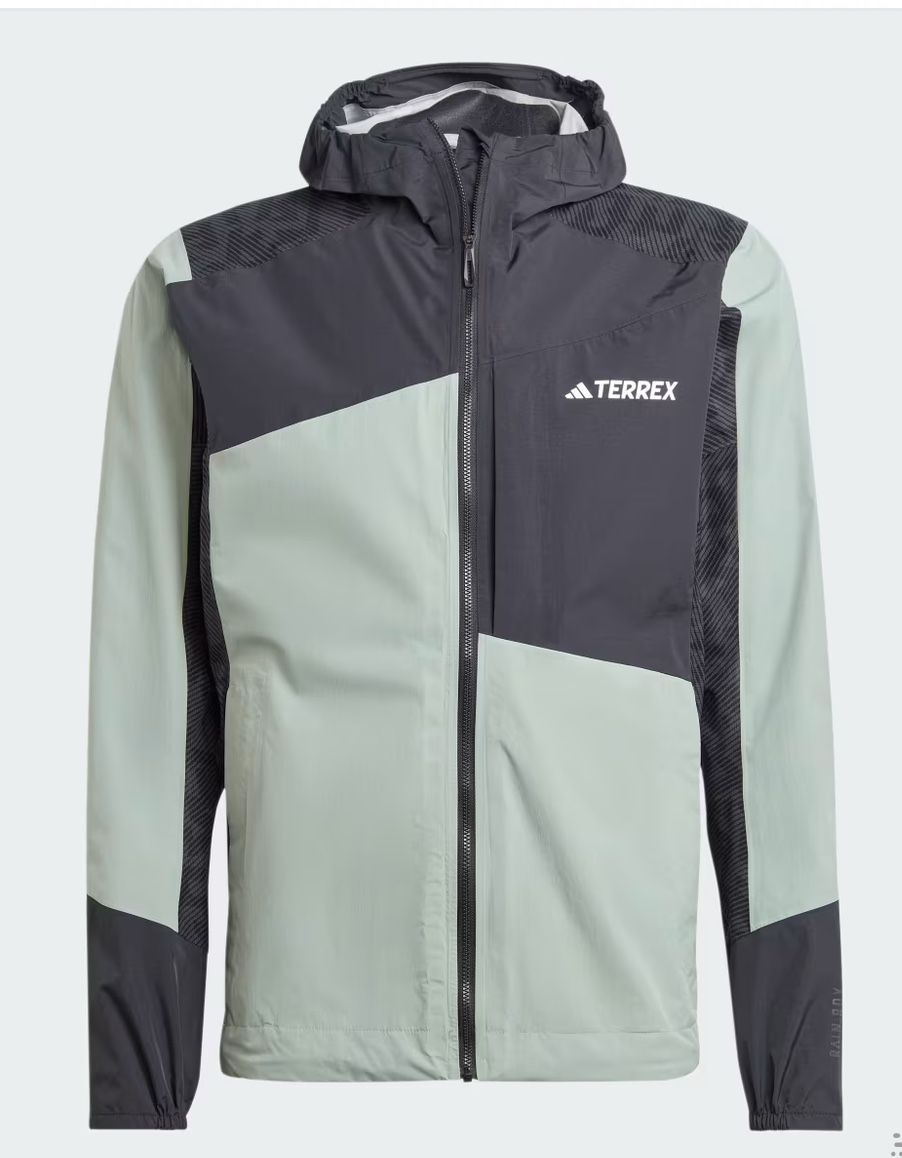 Adidas Men's TERREX Xperior Hybrid Rain Jacket Silver Green/Black