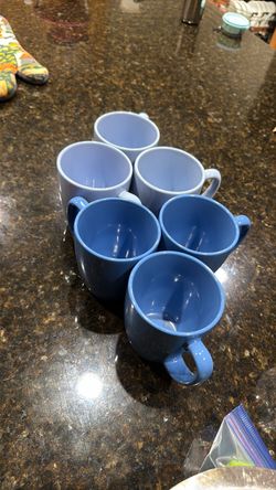 Set of 6 Blue  corningware Coffee Mugs