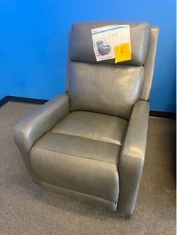 Gray leather power recliner