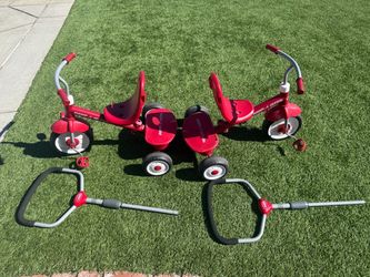 2 Radio Flyer 4-in-1 Convertible Tricycles – Complete Sets
