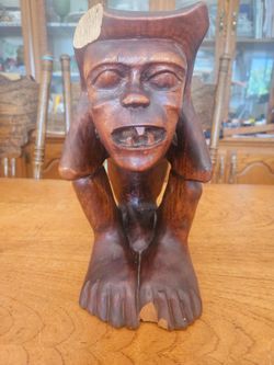 For restoration Antique ethnic wood carving statue