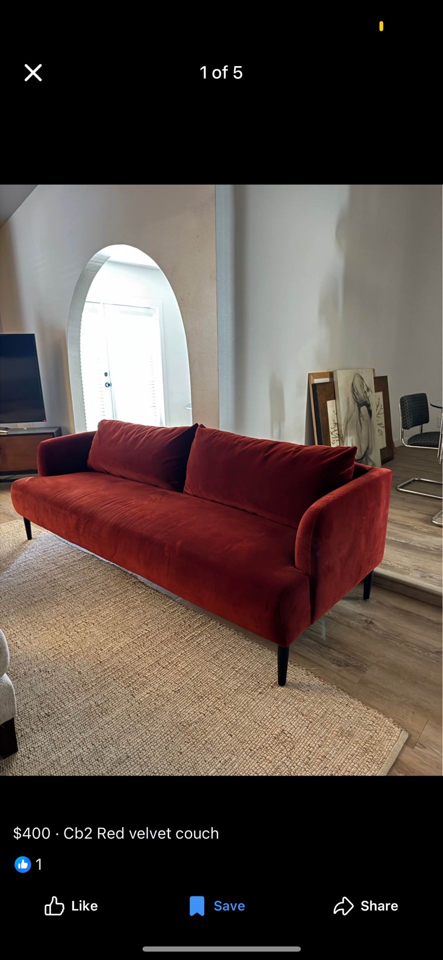 Modern Burgundy Red Velvet Sofa