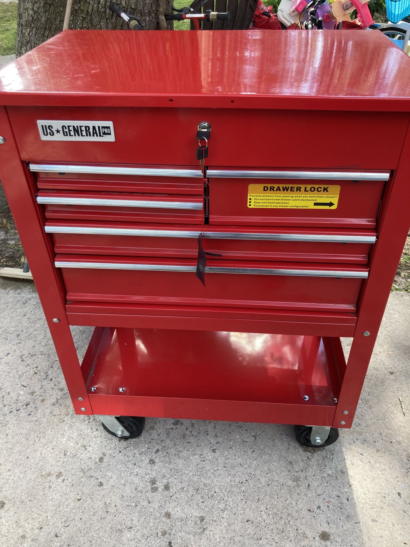 Rolling Toolbox With Locking Drawers, Keys Flip Top Storage And Good Shape