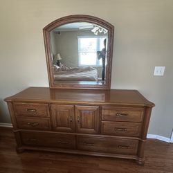 Wooden Dresser With Mirror 