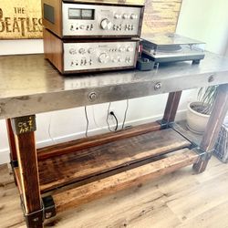 Custom Rustic Industrial Wood Steel Table Console