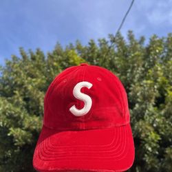 New Supreme red velvet S logo 6-panel 2020 AUTHENTIC