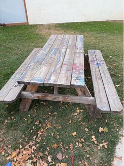 Wooden picnic table