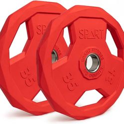 Red Rubber Coated Weights 35lbs 
