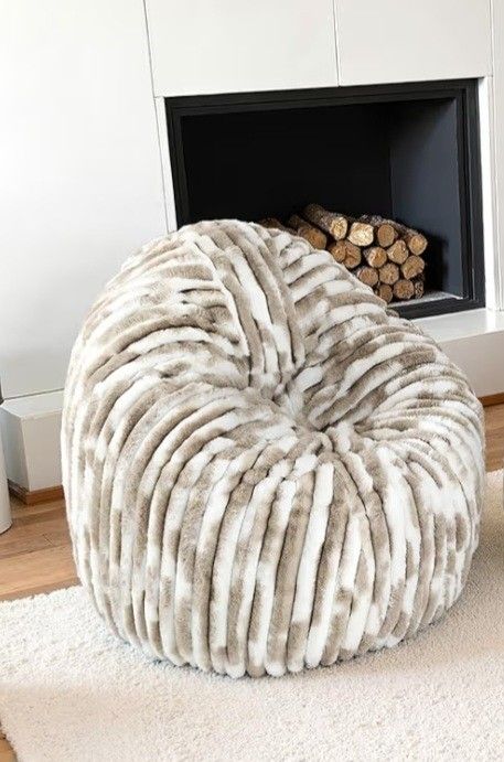 UIXE Bean Bag Chair for Adults, Faux Fur Oversized Beanbag Lounge with Removable Cover, Comfy Fluffy Lazy Floor Sofa for Living Room, Bedroom, Dorm -
