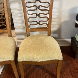  Set of 4 Wooden Dining Chairs – Cushioned Seats