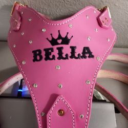 Dog Harness 100% Leather With Name  (Custom) Pecheras Para Perros Tosas Las Medidas De Cuero Personalizado)