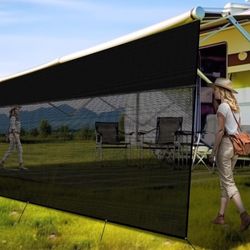 RV Awning Shade Screen with Zipper 9' x 10'3'', 600D Oxford Top + Mesh Bottom