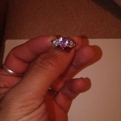 Ring Sterling Silver, Pink Heart 