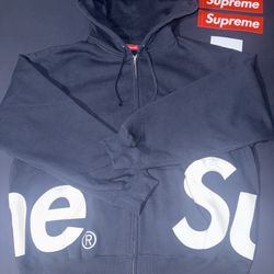 Supreme Big Logo Zip Up Hoodie Sweatshirt L