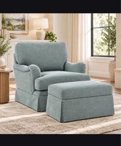 Upholstered Armchair and Ottoman Set