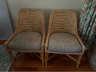 2 Palecek Capitola Coastal Natural Seagrass Rope Dining Arm Chair