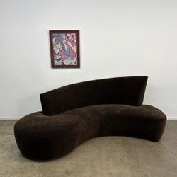 BROWN CURVED SOFA 